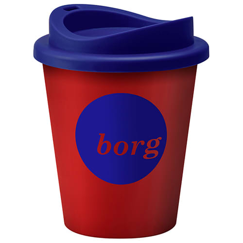 UK Made Promotional Coffee Cups in Red/Blue Printed with a Logo by Total Merchandise