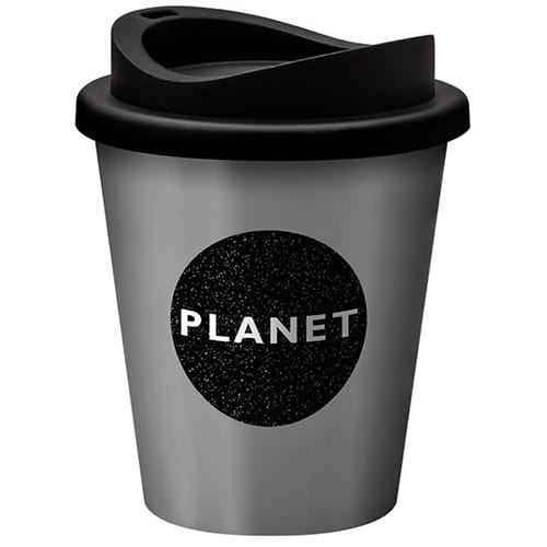 UK Branded Coffee Cups in Silver/Black Printed with a Corporate Design by Total Merchandise