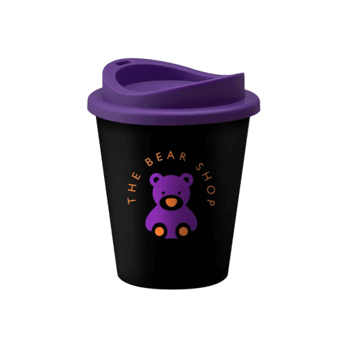 Corporate Branded Take Out Cups in Black/Purple Printed with a Logo by Total Merchandise