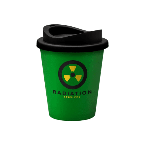 Promotional Reusable Coffee Cups in Green/Black Printed with a Logo by Total Merchandise