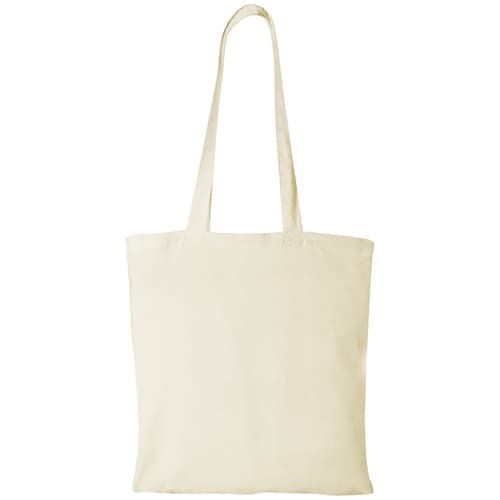 Front view of the natural colour Lightweight Cotton Tote Bags available from Total Merchandise