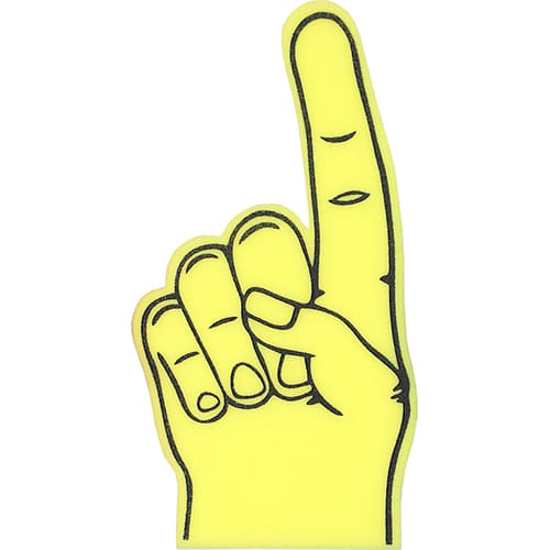 Logo Printed Foam Fingers at Great Low Prices in Yellow