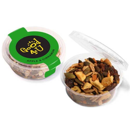 Apple & Cinnamon Promotional Good4U Eco Snack Pots with Logo