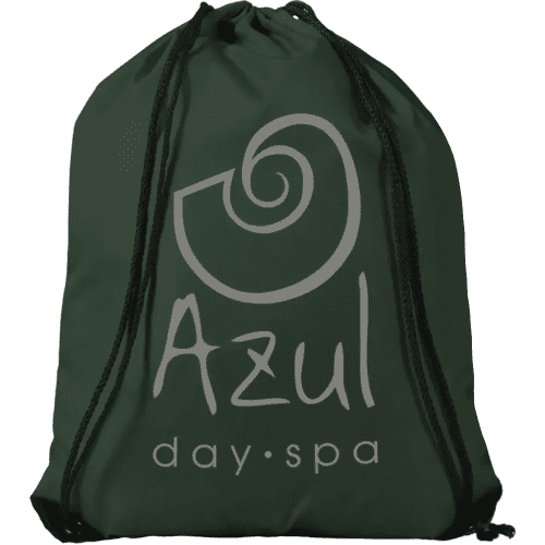 Printed forest green drawstring rucksack featuring your logo on the front from Total Merchandise