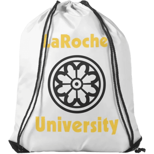 White promotional drawstring rucksack printed with your design from Total Merchandise