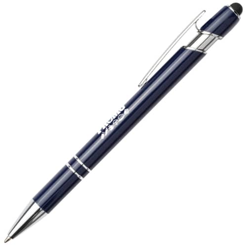 Custom Printed Satin Stylus Ballpens in Navy with a Logo by Total Merchandise