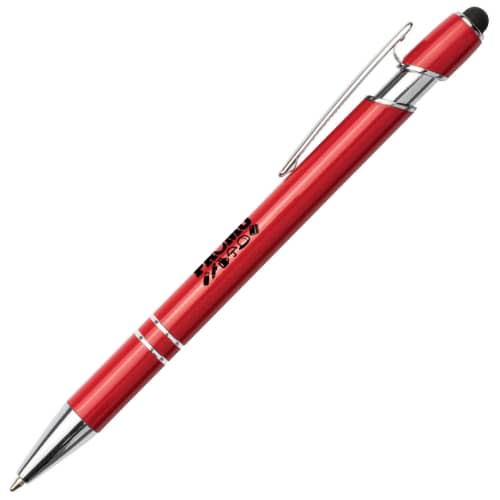 Corporate Branded Satin Stylus Ballpens in Red Printed with a Logo by Total Merchandise