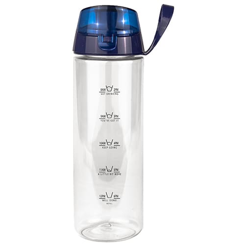 Promotional drinking gauge water bottle with navy lid from Total Merchandise