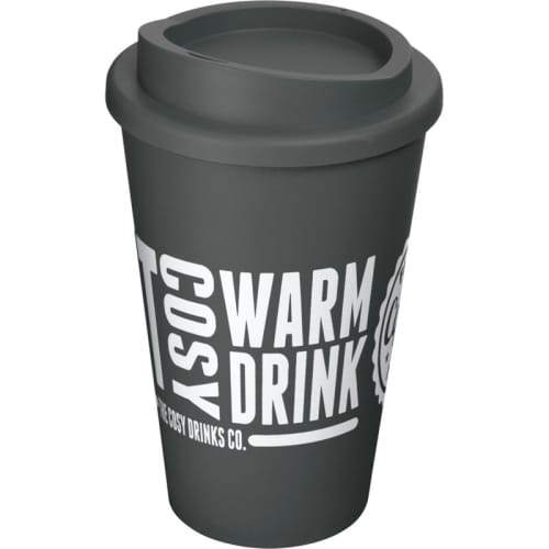 Branded Americano Coffee Mugs in grey with a printed logo from Total Merchandise