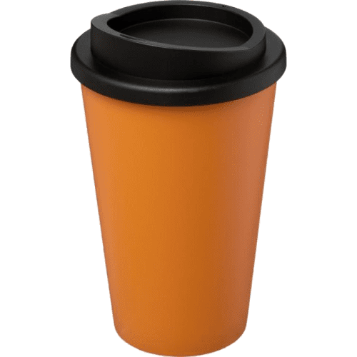 Logo branded Take Out Coffee Mugs in orange available from Total Merchandise