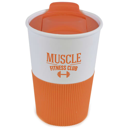 Promotional 350ml Duo Colour Grippy Tumblers are available with 10 lid and grip colours