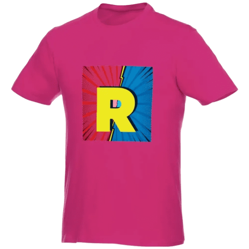 Corporate Branded Men's Short Sleeve T-Shirt in Magenta Printed with a Logo by Total Merchandise