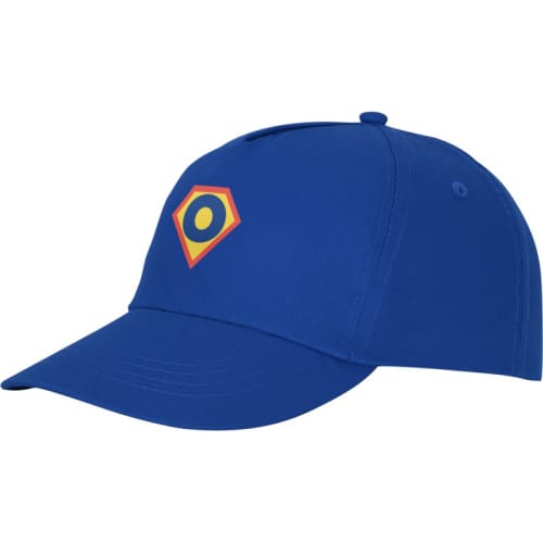 Branded Feniks 5 Panel Cotton Cap with a printed logo available in blue from Total Merchandise