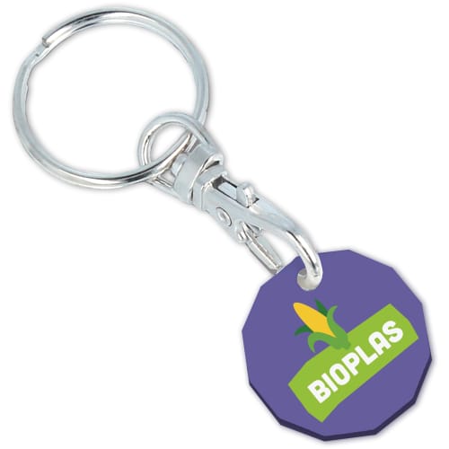 Purple Corporate Branded Biodegradable Plastic Keyrings