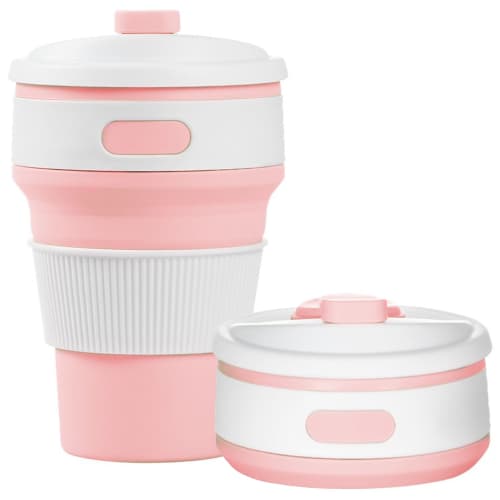 Pink Logo Printed Folding Coffee Cups at Great Low Prices