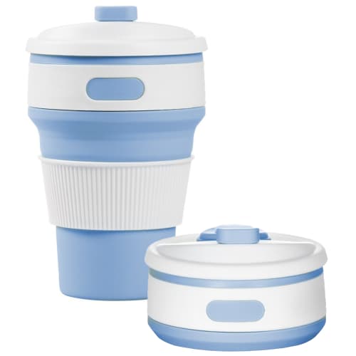 Light Blue Promotional Silicone Coffee Cups Business Gifts