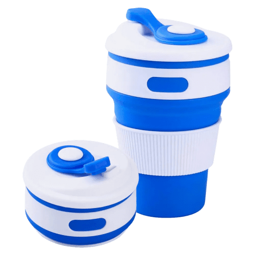Blue Promotional Folding Reusable Coffee Cups for Business