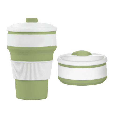 Green Custom Printed Reusable Coffee Cups Marketing Giveaways