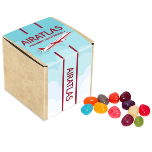 Promotional Jelly Beans in Eco Kraft Cubes Printed with a Logo by Total Merchandise