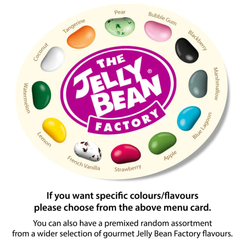 Jelly Bean Factory Flavour Options for Custom Branded Eco Kraft Cubes with Jelly Beans