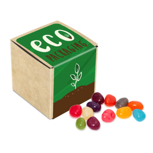 Promotional Jelly Beans in Eco Kraft Cubes Printed with a Logo by Total Merchandise