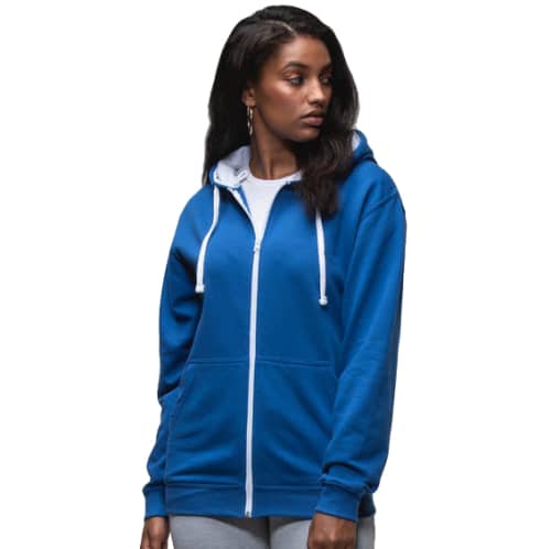 Promotional AWD Varsity Zipped Hoodies in Royal Blue/Arctic White from Total Merchandise
