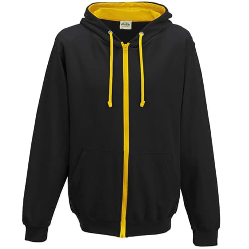 Promotional AWD Varsity Zipped Hoodies in Jet Black/Gold from Total Merchandise