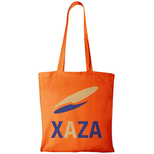 Orange Promo Branded Shopping Bags Made From Natural Cotton