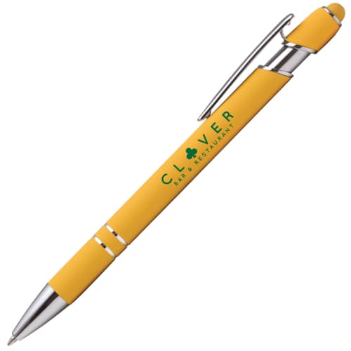 Yellow Prince Soft Touch Metal Stylus Pens engraved