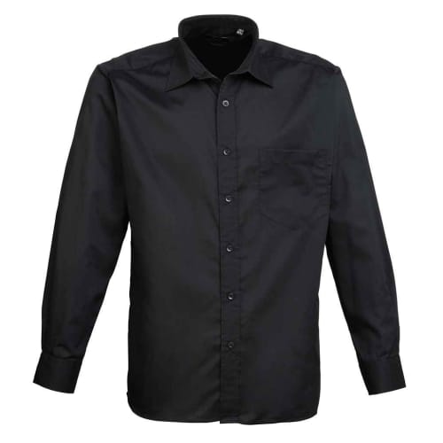 Men's Long Sleeve Poplin Shirts in Black