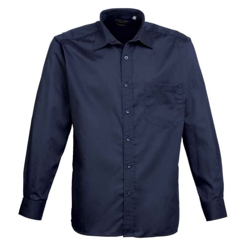 Men's Long Sleeve Poplin Shirts in Navy