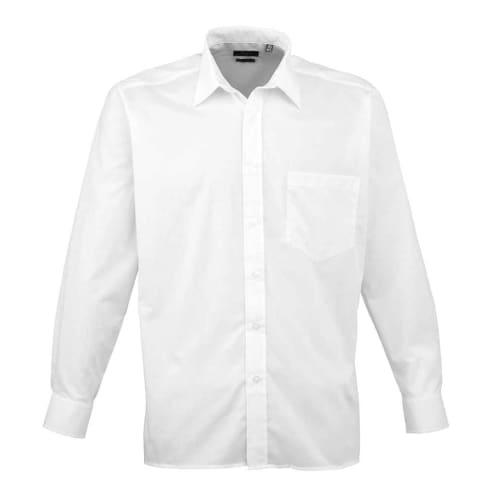 Men's Long Sleeve Poplin Shirts in White