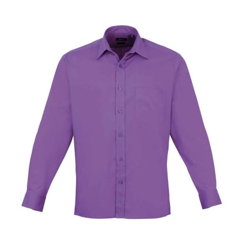 Men's Long Sleeve Poplin Shirts in Rich Violet