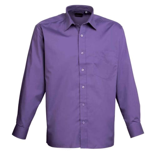 Men's Long Sleeve Poplin Shirts in Purple