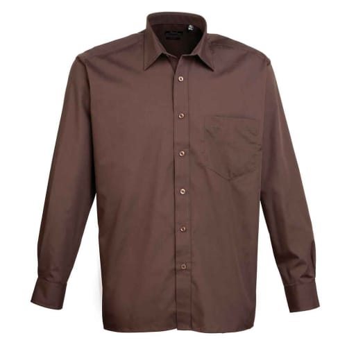 Men's Long Sleeve Poplin Shirts in Brown