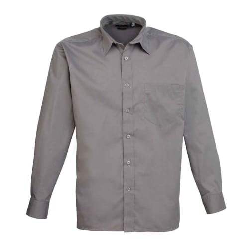 Men's Long Sleeve Poplin Shirts in Dark Grey