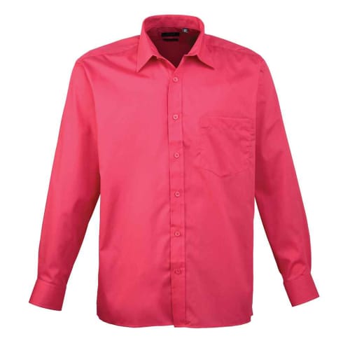 Men's Long Sleeve Poplin Shirts in Hot Pink