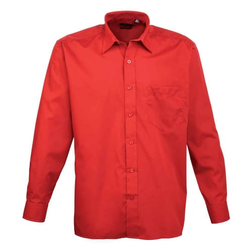 Men's Long Sleeve Poplin Shirts in Red