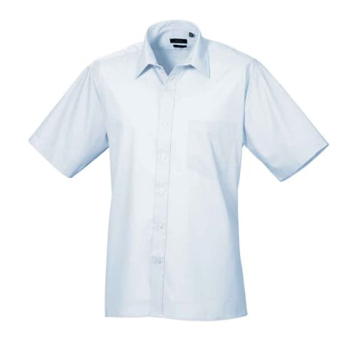 Men's Short Sleeved Poplin Shirts in Light Blue