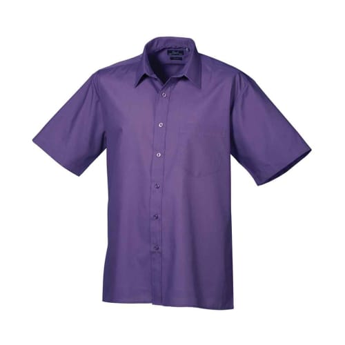 Men's Short Sleeved Poplin Shirts in Purple