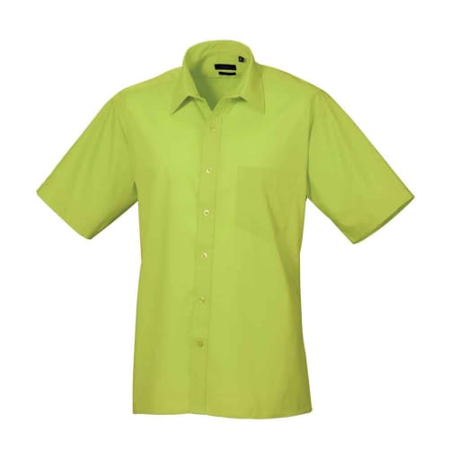 Men's Short Sleeved Poplin Shirts in Lime Green