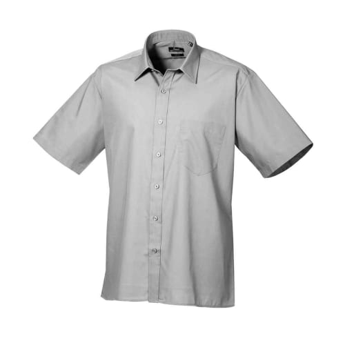 Men's Short Sleeved Poplin Shirts in Silver