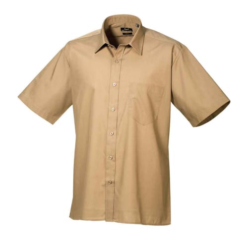 Men's Short Sleeved Poplin Shirts in Khaki