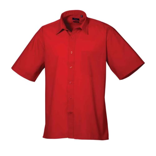 Men's Short Sleeved Poplin Shirts in Red