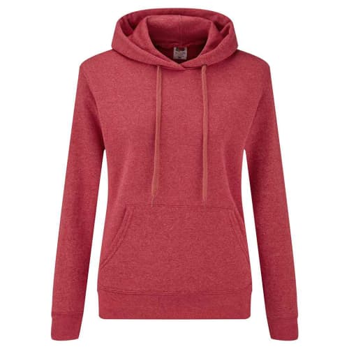 Fruit of the Loom Ladies Hoodies in Heather Red