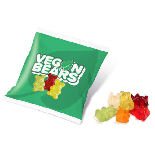 Promotional 10g Bags of Vegan Gummy Bears Printed with a Logo by Total Merchandise