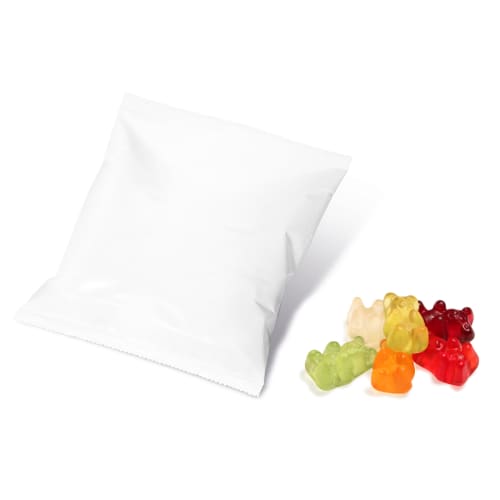 Branded Vegan-friendly Gummy Bears in a 10g Bag Ready for Printing by Total Merchandise