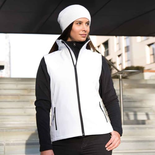 Result Core Ladies 2 Layer Softshell Bodywarmers in White/Black