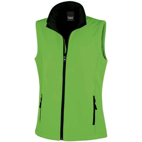 Result Core Ladies 2 Layer Softshell Bodywarmers in Vivid Green 347/Black