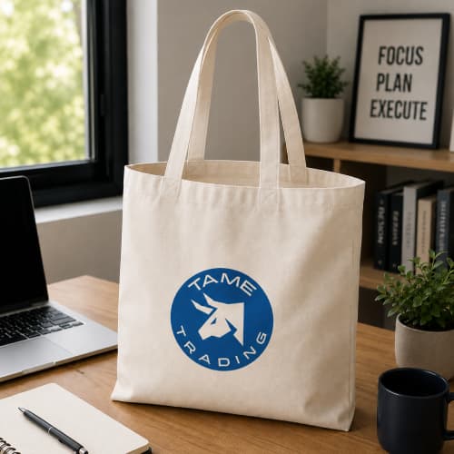 Lifestyle image of the Piccadilly Premium Handle Cotton Tote Bags by Total Merchandise